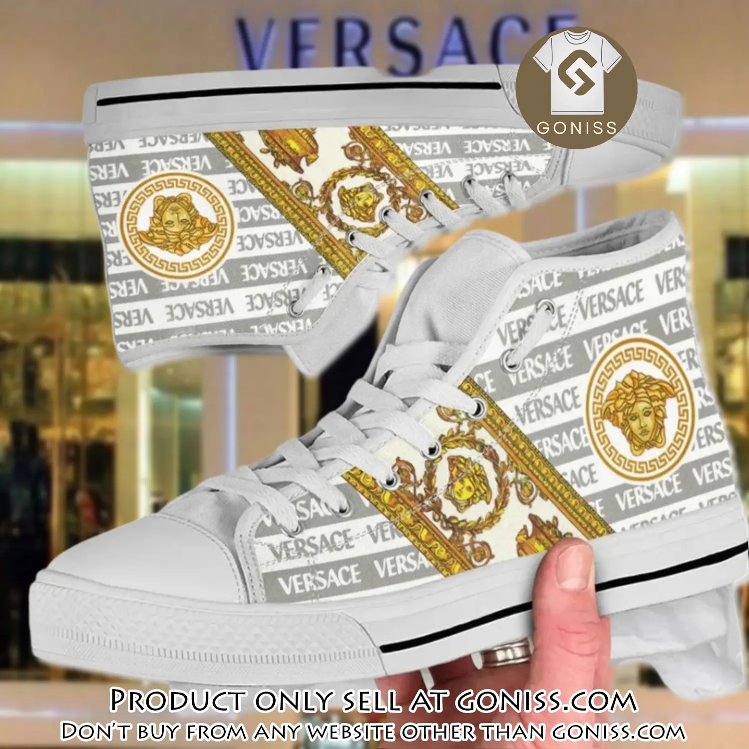 Versace white high top canvas shoes luxury brand gifts for men women gn5746467